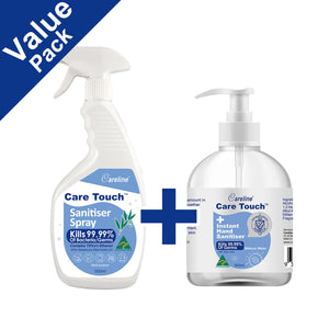 Care Touch Value Pack 1 x Care Touch Sanitiser Spray and 1 x 500ml Care Touch Instant Hand Sanitiser